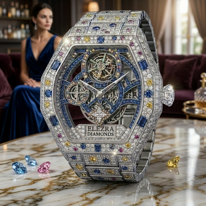 ELEZRA WATCHES | THE ARCTIC WOLF 110.50CT WHITE DIAMONDS & MULTI GEM | MASTERPIECE
