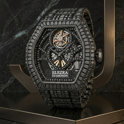 ELEZRA WATCHES | THE BLACK RAVEN 83 CARAT | RARE NATURAL BLACK DIAMONDS MASTERPIECE