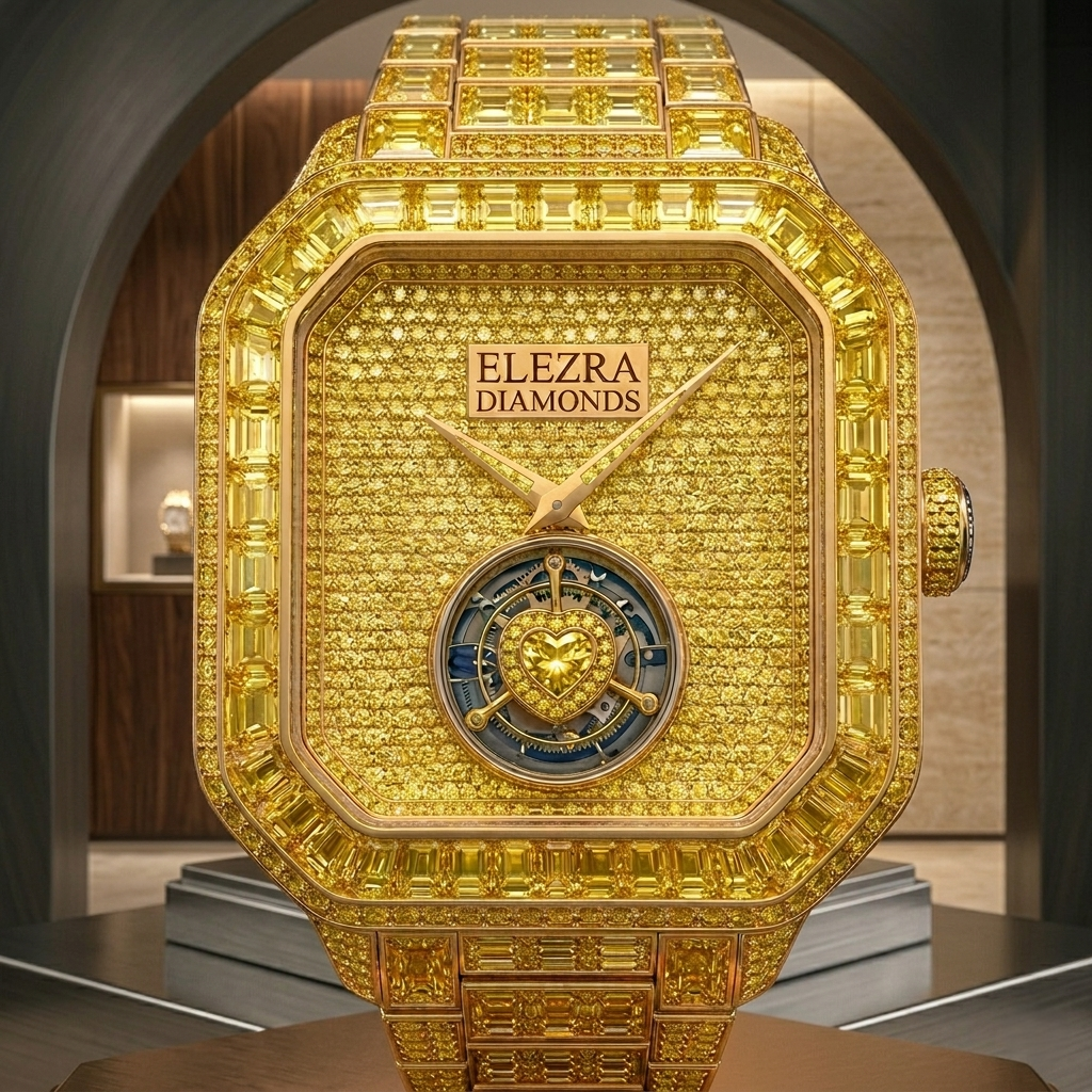 ELEZRA WATCHES | THE SOLAR EMPEROR | 175 CARAT NATURAL FANCY VIVID YELLOW DIAMONDS | MASTERPIECE