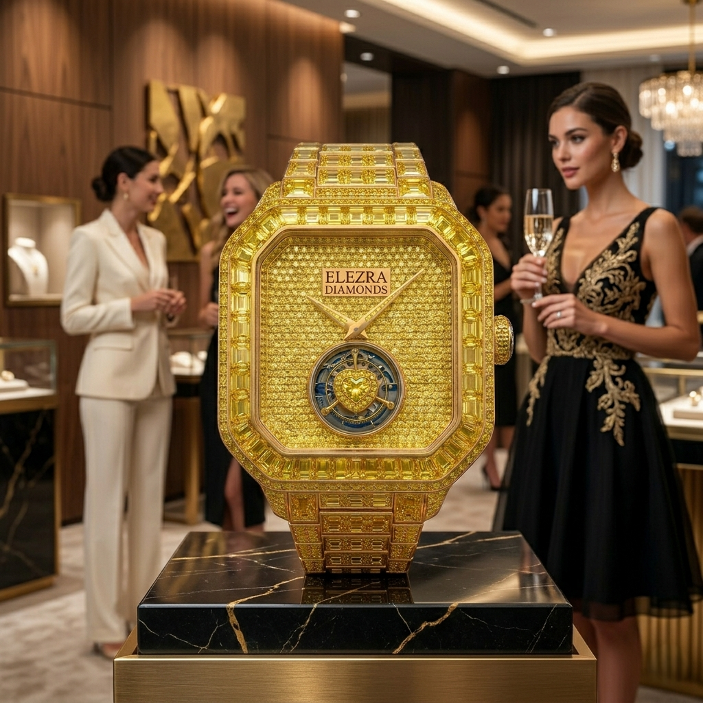 ELEZRA WATCHES | THE SOLAR EMPEROR | 175 CARAT NATURAL FANCY VIVID YELLOW DIAMONDS | MASTERPIECE