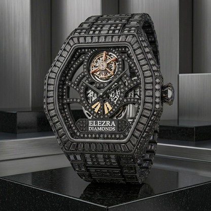 ELEZRA WATCHES | THE BLACK RAVEN 83 CARAT | RARE NATURAL BLACK DIAMONDS MASTERPIECE