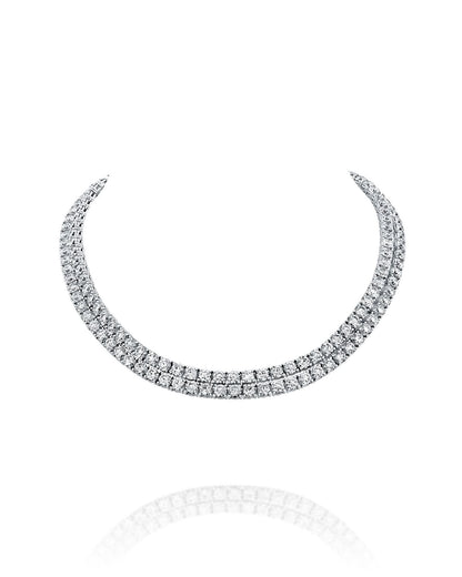 80CT - 10CT | ROUND BRILLIANT NATURAL DIAMONDS TENNIS NECKLACE | 18K WHITE GOLD