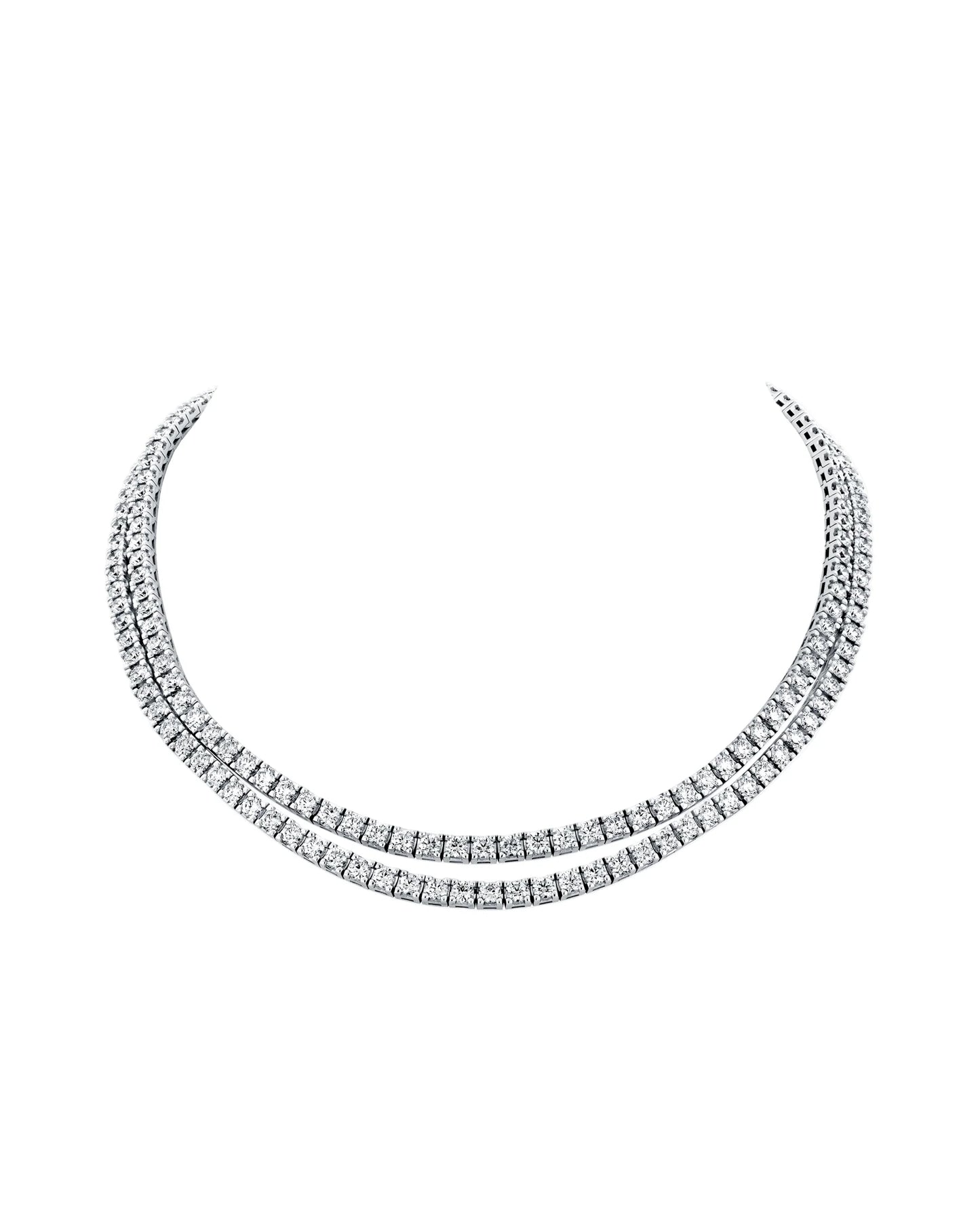 80CT - 10CT | ROUND BRILLIANT NATURAL DIAMONDS TENNIS NECKLACE | 18K WHITE GOLD