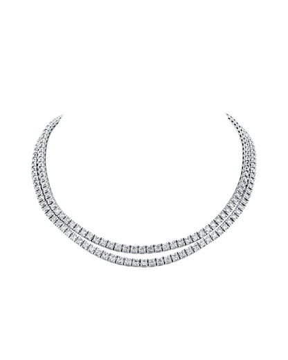 80CT - 10CT | ROUND BRILLIANT NATURAL DIAMONDS TENNIS NECKLACE | 18K WHITE GOLD