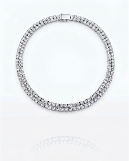 80CT - 10CT | ROUND BRILLIANT NATURAL DIAMONDS TENNIS NECKLACE | 18K WHITE GOLD