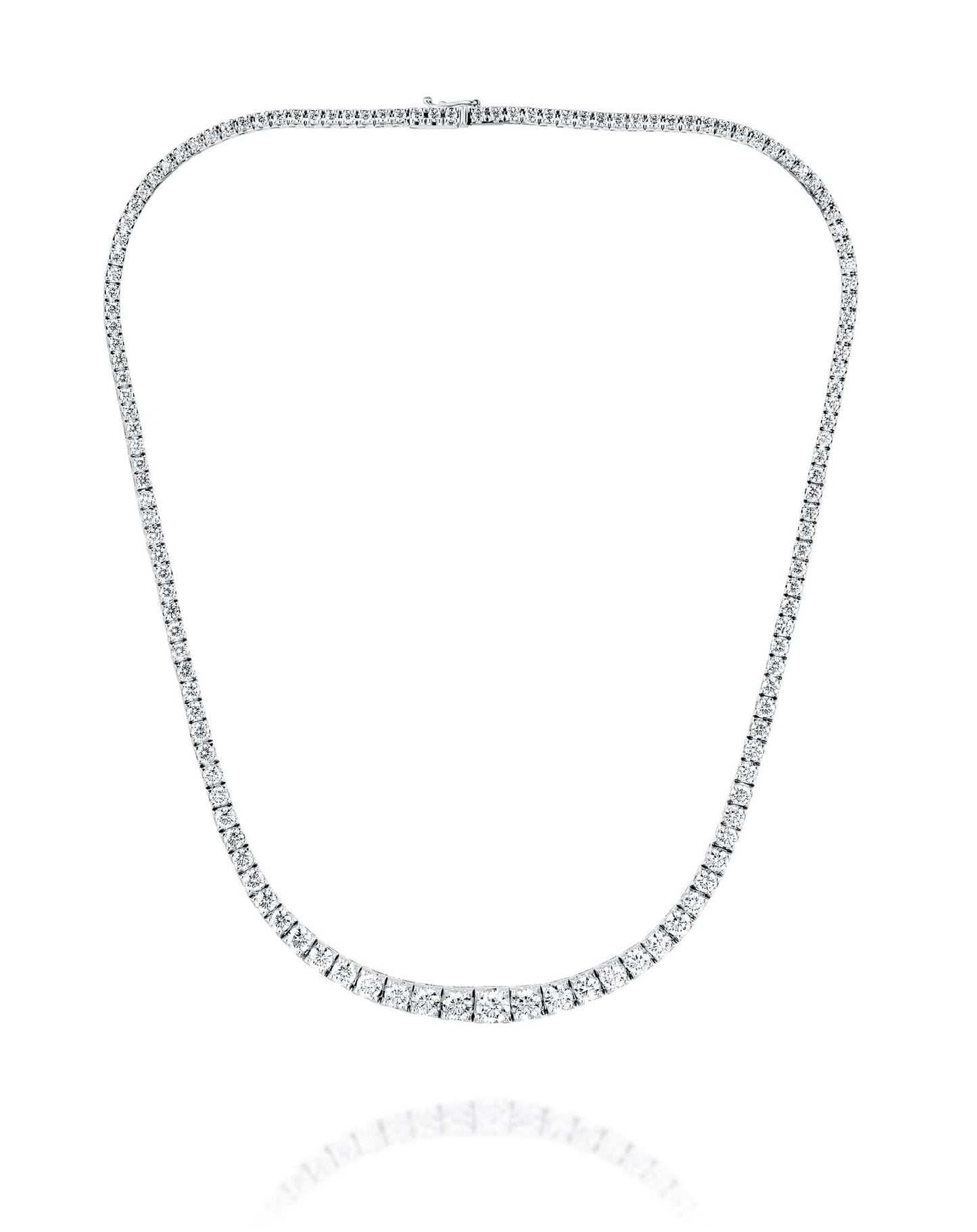 80CT - 10CT | ROUND BRILLIANT NATURAL DIAMONDS TENNIS NECKLACE | 18K WHITE GOLD