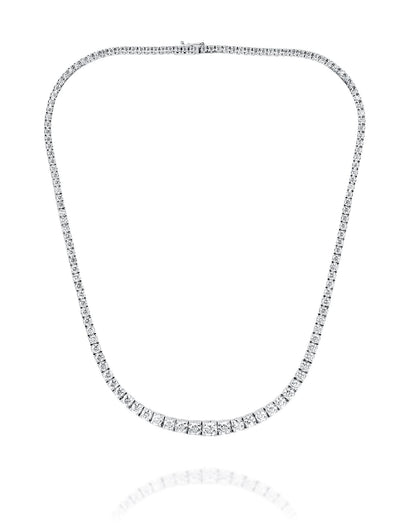 80CT - 10CT | ROUND BRILLIANT NATURAL DIAMONDS TENNIS NECKLACE | 18K WHITE GOLD