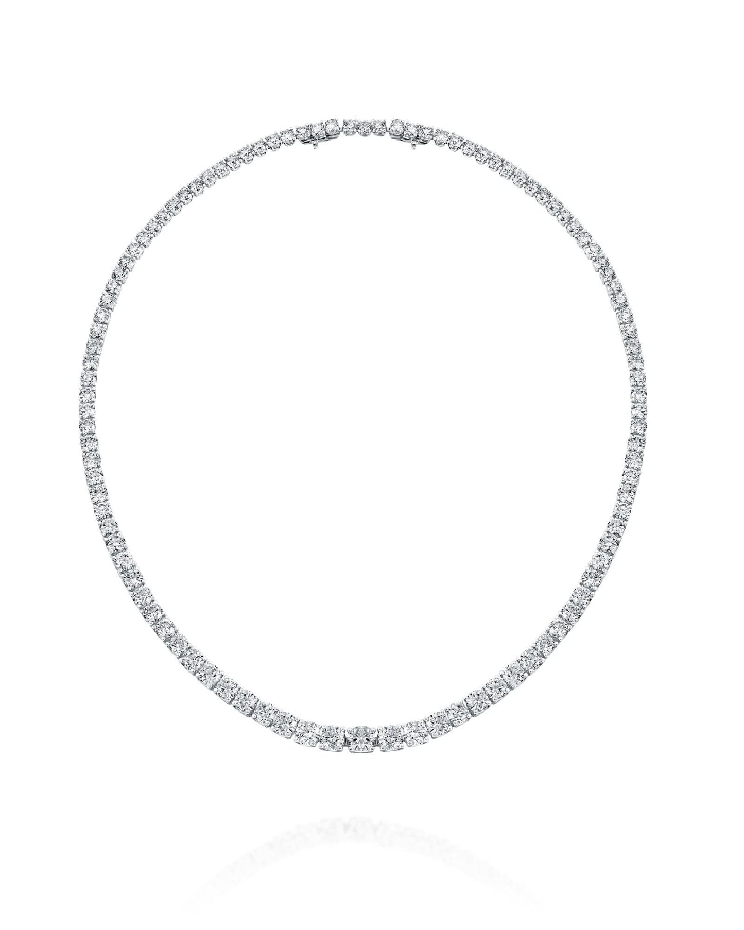 80CT - 10CT | ROUND BRILLIANT NATURAL DIAMONDS TENNIS NECKLACE | 18K WHITE GOLD