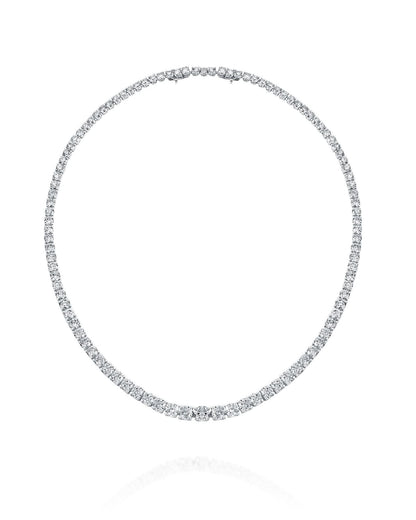 80CT - 10CT | ROUND BRILLIANT NATURAL DIAMONDS TENNIS NECKLACE | 18K WHITE GOLD