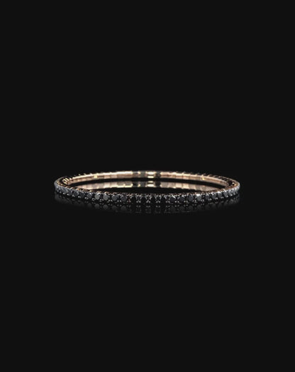 ROUND BRILLIANT CUT NATURAL BLACK DIAMONDS FLEXIBLE TENNIS BRACELET | 2.80CT - 6.85CT | 18K ROSE GOLD