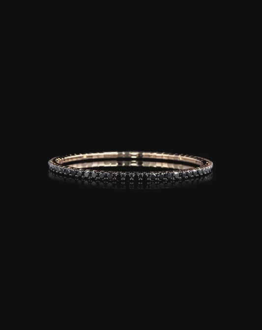 ROUND BRILLIANT CUT NATURAL BLACK DIAMONDS FLEXIBLE TENNIS BRACELET | 2.80CT - 6.85CT | 18K ROSE GOLD