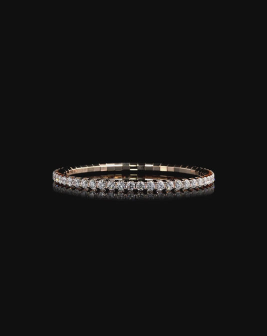 ROUND BRILLIANT CUT NATURAL DIAMONDS FLEXIBLE TENNIS BRACELET | 2.3CT - 9.05CT | 18K ROSE GOLD